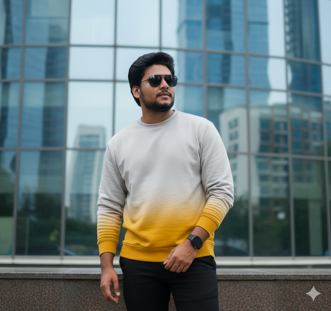 Golden City Cool (Gray–Yellow Gradient Sweatshirt) For Nano Banana Golden City Cool (Gray–Yellow Gradient Sweatshirt) For Nano Banana