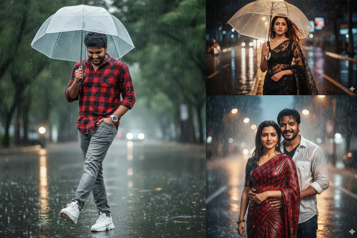 AI Prompts - A Cinematic AI Prompts Rain Effect AI Image Prompt For Boys And Girls