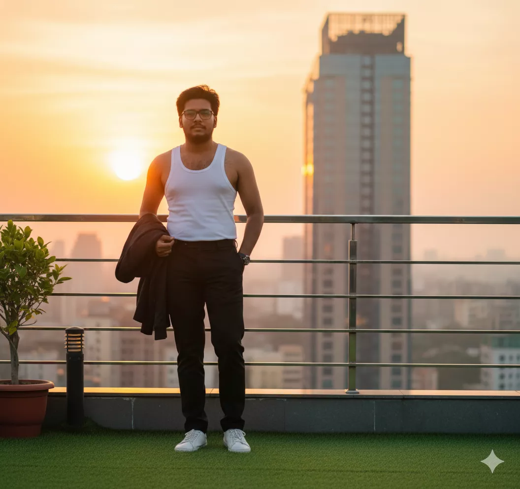Sunset Skyline Cinematic Rooftop Portrait Sunset Skyline Cinematic Rooftop Portrait